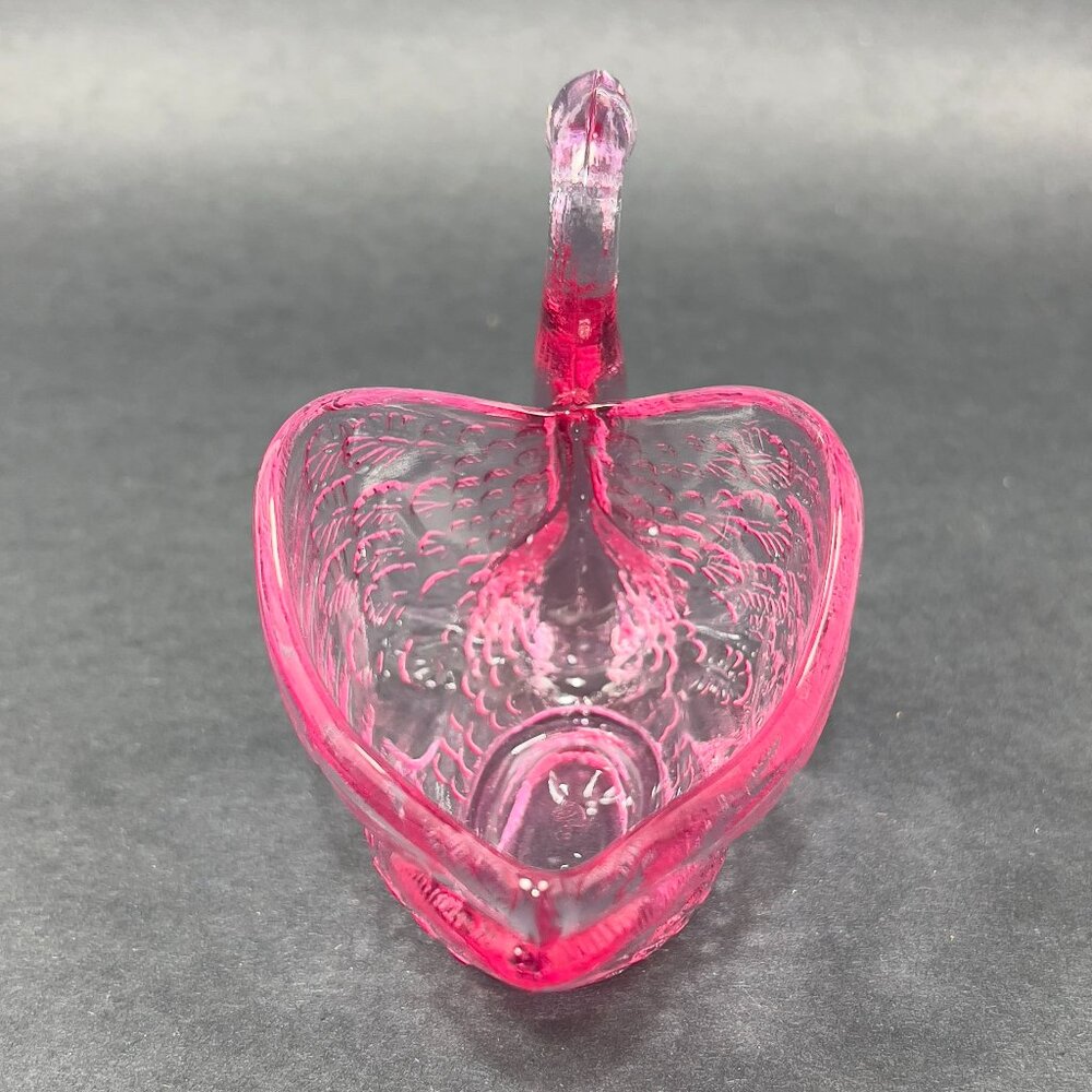 Fenton Pink Glass Swan Candy Dish - Picture 9 of 13
